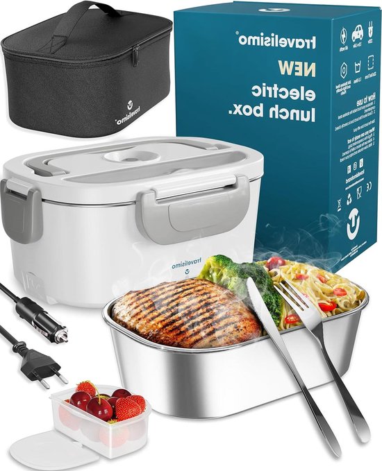 Elektrische Lunchbox Voedselverwarmer 3 in 1 80W - Draagbare Voedselwarmer voor Auto Truck Thuis Werk - 12V+24V+220V - 15L Verwijderbare Roestvrijstalen Container Portable Lunch Bag van STREND PRO