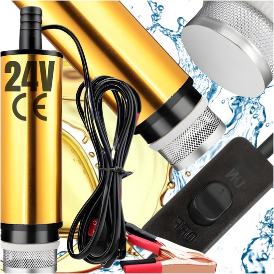 Elektrische Pomp 24V - Vloeistof Overdracht - Roestvrij Staal - 40 L/min - Zwart/Oranje van Merkloos