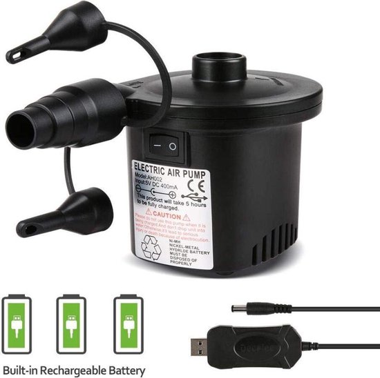 Elektrische Pomp Luchtbed Oplaadbaar USB Opblazen En Leeg Laten Camping Festival Tuin van Gadgy