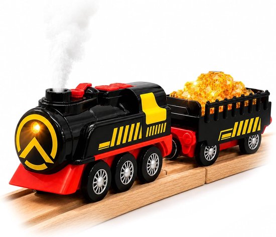 Elektrische speelgoedtrein voor kinderen, stoomlocomotief met batterijen, treinspeelgoed met licht en geluid, compatibel met Thomas, Brio, speelgoedauto voor kinderen