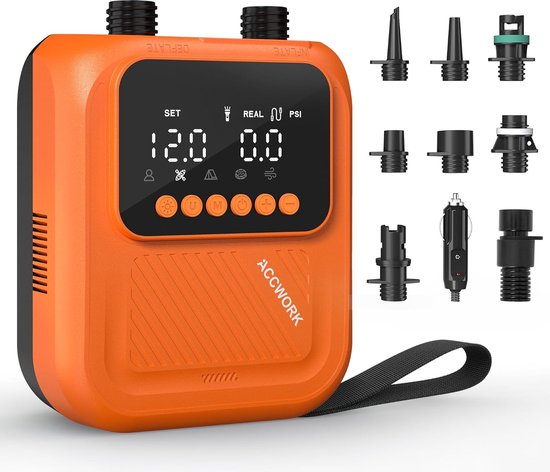 Elektrische SUP-pomp 20 PSI – 12V Auto, Snelle 2-traps Oppompfunctie