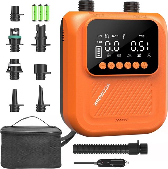 Elektrische SUP Pomp - Luchtpomp Opblaasbaar - Watersport en Camping - Oplaadbaar met 13500 mAh - 20 PSI - Oranje