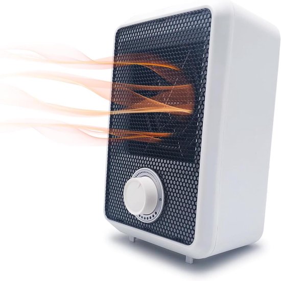 Elektrische Ventilator - Compacte Kachel - Snelle Verwarming - Laag Stroomverbruik - 18.5 cm Hoog - Wit