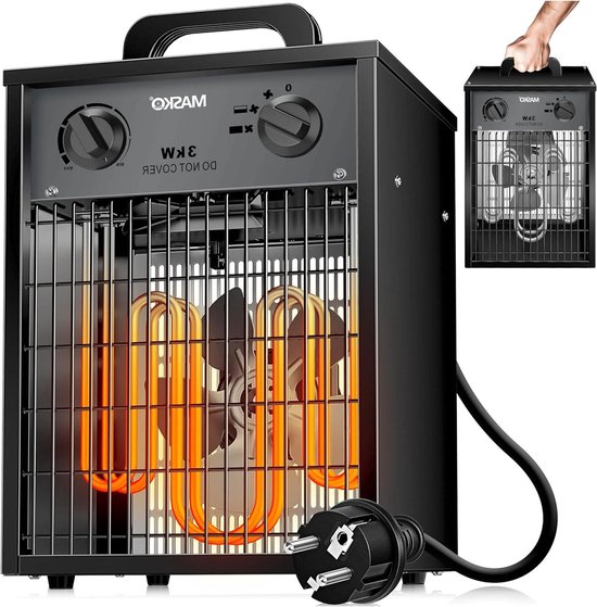 Elektrische Verwarming - Ventilatorkachel Bouw - Ruimte Verwarmen - Keramische Elementen - 3 KW - Antraciet
