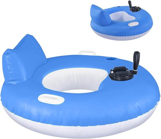 Elektrische zwemmat - Opblaasbaar matras - Water ontspanning - Krachtige motor - 101 cm - Cirkelvormig