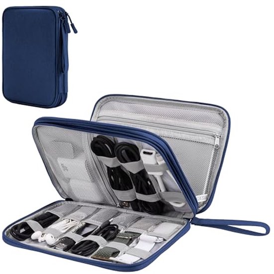 Elektronica Organizer Tas - Kabeltas Reizen - Tech Accessoires Opbergen - Dubbellaags Ontwerp - 23 x 17 x 5.5 cm