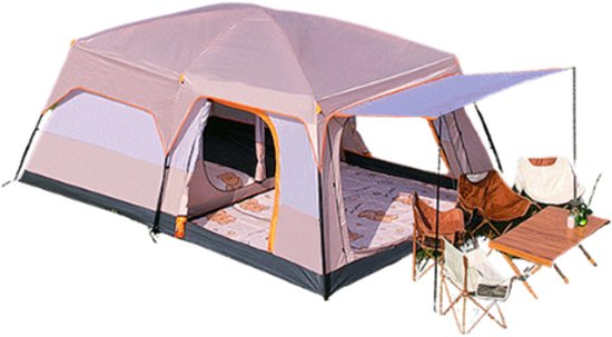 ElevateCommerce – Grote Familietent 4-12 Personen | Waterdichte Kampeertent met 2 Slaapkamers & Woonruimte | Camping Tent van Merkloos