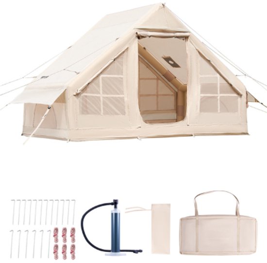ElevateCommerce – Opblaasbare Kampeertent 3x2,1 m | Snelle Installatie met Handpomp | 300D Oxford Tent | Inclusief Kachel Jack & Accessoires van Merkloos