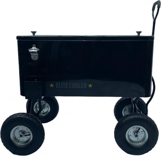 EliteCooler Bolderwagen Koelbox met Luchtbanden - Zwart - Cooler Black Edition van EliteCooler