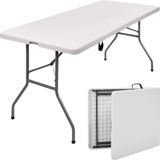 ElixPro Vouwtafel - Inklapbare tafel - Campingtafel - 180x70cm - Inclusief handvat - Opvouwbare tuintafel - Weerbestendig - Wit van ElixPro