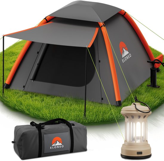 ELONEO Opblaasbare Camping Tent voor 1–3 Personen met Luifel, 210x210x140 cm van Merkloos