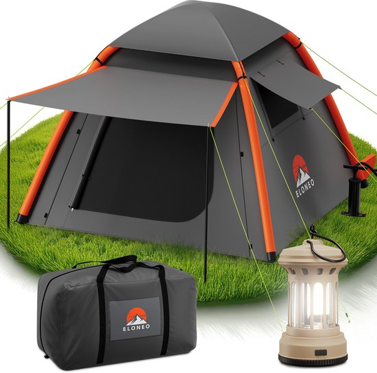 ELONEO Opblaasbare Camping Tent voor 2–4 Personen met Luifel, 250x250x190cm van ELONEO