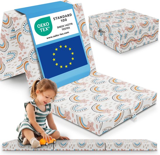 ELONEO Opvouwbaar Matras 65x195x9 cm – Vouwmatras voor Kind en Volwassene, Logeermatras Foutbaar, Reismatras voor Camping, Gastenbed, Draagbaar en Wasbaar van ELONEO