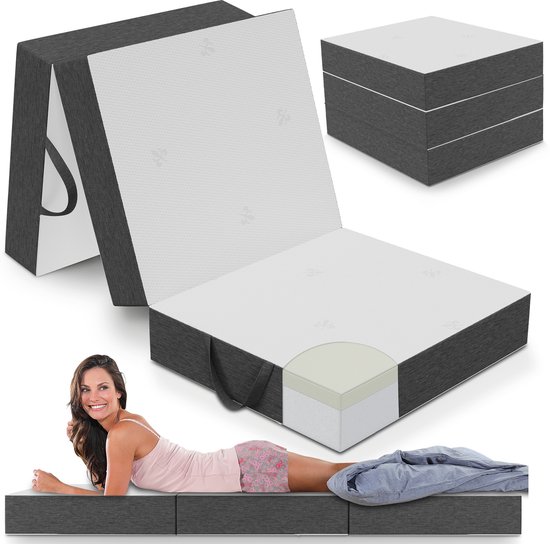 ELONEO Visco-Elastisch Schuim Opvouwbaar Matras - 90x200 cm, 15 cm Extra Dikke Vouwmatras, Wasbare Hoes, Multifunctioneel Logeerbed, Reismatras, Logeermatras, Opvouwbaar Bed, Poef, Zitje en Futon van ELONEO