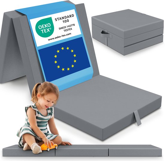 ELONEO Vouwmatras 65x195x9 cm Grijs – Opvouwbaar Logeerbed, Matras voor Kinderen en Volwassenen van ELONEO