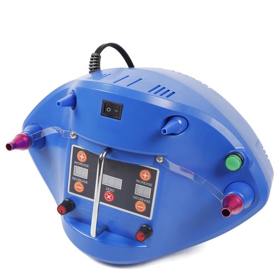 ELVENTO Ballonnenpomp - Ballon pomp elektrisch - Opblaaspomp - Vier ballonnen gelijktijdig - instelbare tijd - 1200W - Blauw