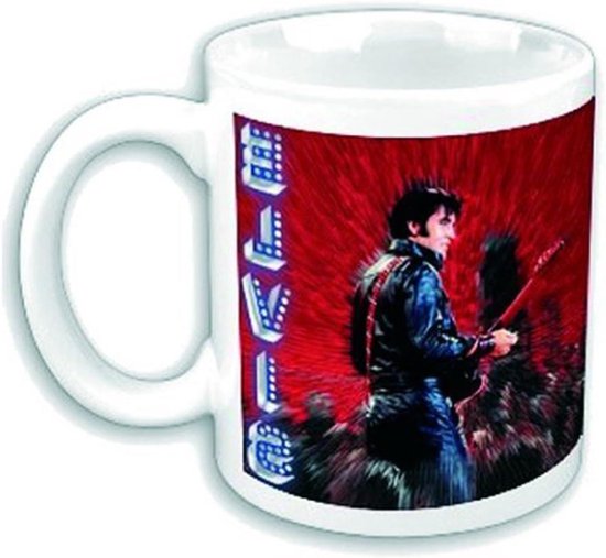 Elvis Presley Mok - Koffiemok Theeglas - Drinken Genieten - Gelicentieerde Opdruk - Ø 85 H 95 cm - Multicolor