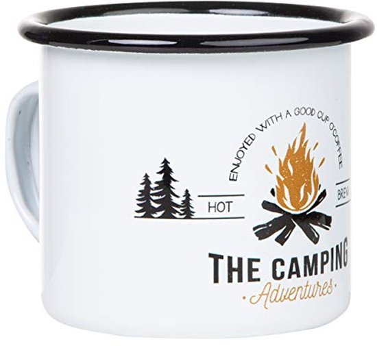 Emaille Mok voor Kamperen en Trekking met Camping Adventures Motief - 300ml