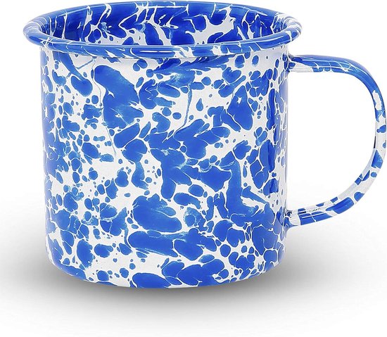 Emaille Mokken Set - Koffiemokken Theeglazen - Buitenactiviteiten - Slijtvast Emaille Servies - 350ml - Blauw