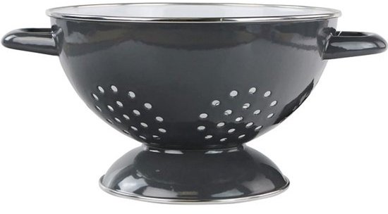 Emaille Vergiet - Keuken Zeef - Groenten Wassen - Roestvrijstalen Velgen - 3 Quart - Grijs