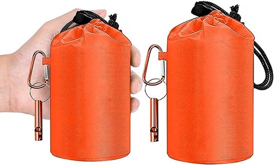 Emergency Slaapzak 2-Pack, Gealuminiseerde Bivvy Bag voor Camping en Wandelen, Inclusief Fluit en Karabijnhaak voor Noodsituaties