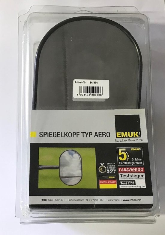 Emuk Spiegelkop Zwart 180 x 120 mm. van Emuk