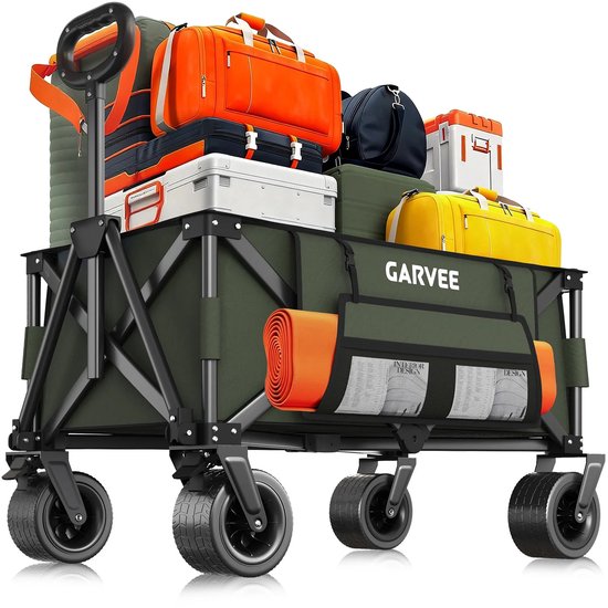 Emvae Bolderkar - Opvouwbare Bolderkar - 280 L - Tot 209 kg - 600D Oxford - Stalen Frame - Groen