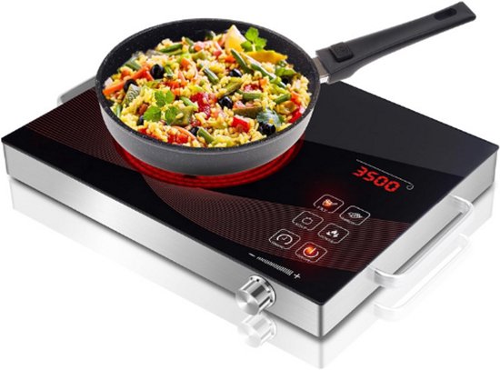Enkele Elektrische Kookplaat Draagbaar-3500 W-Tafelmodel Elektrische Stove-Stekker-Infrarood Keramische Kookplaat-Camping Keuken-3 Uur Timer-Veiligheidsvergrendeling van Merkloos