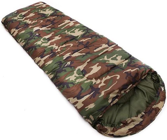 Enkele Slaapzak - Kampeer Slaapzak - Buiten slapen - Waterdichte Polyester Shell - 180 x 75 cm - Groene camouflage