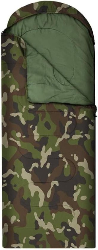 Envelop Slaapzak - Kampeerzak - Buiten Activiteiten - Zeshoekige Stiksels - 180+30x75cm - Camouflage