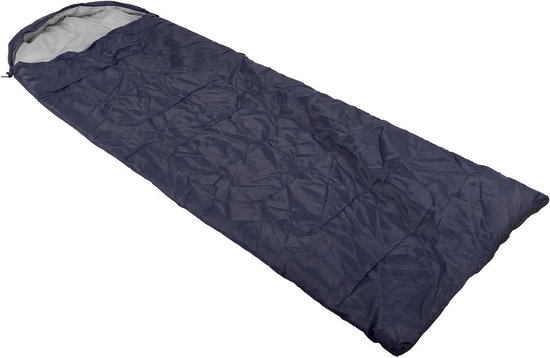 Envelop Slaapzak - Rechthoekige Slaapzak - Kamperen en wandelen - Waterdichte capuchon - 75 cm breed - Blauw