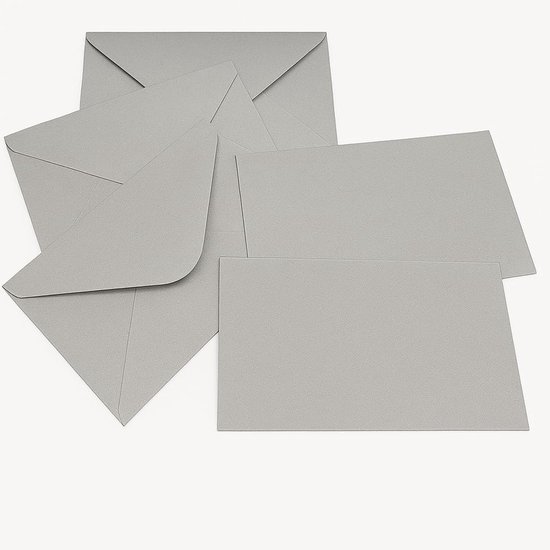 enveloppen met kaarten, set van 100 enveloppen + 100 kaarten, mini-formaten 7 x 11,2 cm en 14 x 9 cm, voor bruiloft, feest, verjaardag, geschenken en wenskaarten (zilver, 11,2 x 7 cm)
