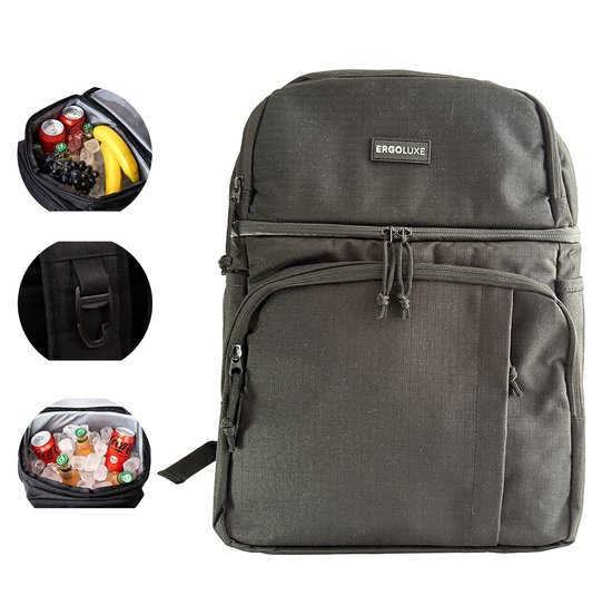 ErgoLuxe Koelrugzak - Koeltas - Lunchtas - Koelrugtas - Picknicktas - Backpack - 30 Liter - Flessenhouder - Flesopener - Zwart van Merkloos