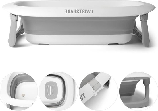 Ergonomisch Opvouwbaar en Antislip Babybadje - Draagbare Badkuip voor Baby's en Peuters - Douchebad - 0+ Maanden - 30L Capaciteit - Grijs Wit van Ergon