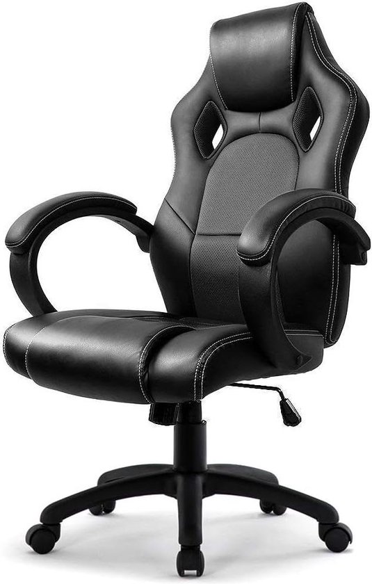 Ergonomische gamingstoel met hoge rugleuning en PU-leer - racing sportstoel voor bureau - draaistoel voor gaming - zwart Gaming chair van Songmics