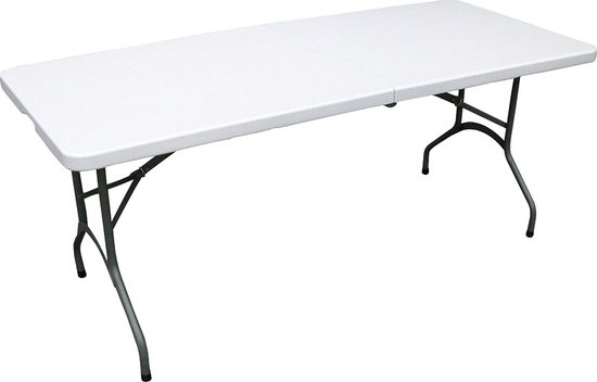 ERRO Campingtafel - Vouwtafel - inklapbare tafel - plooitafel - 180x74x72 cm - Wit - Voor 8 personen