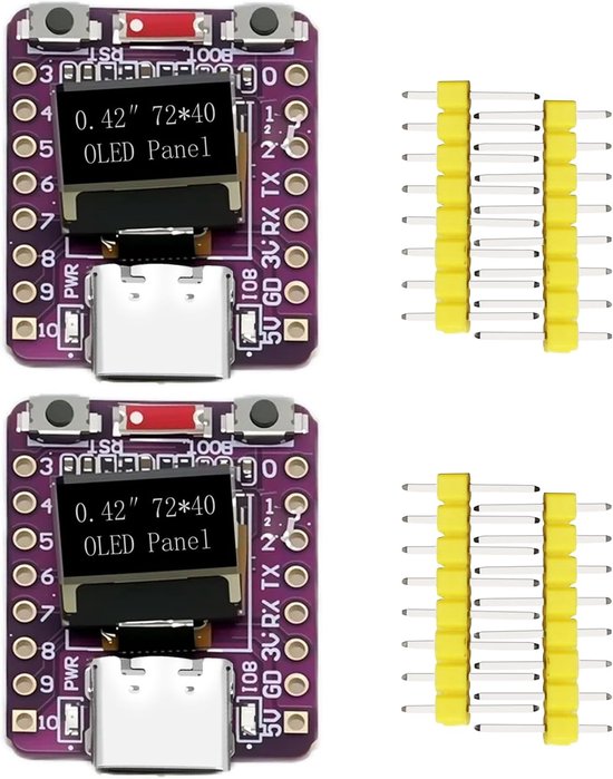 ESP32-C3 module ESP32-C3 OLED ontwikkelingsboard met 0,42 inch oled-display en 2,4 G wifi, bluetooth, 4 MB Flash, USB-poort van type C voor de IoT-ontwikkeling, compatibel met Arduino (2 stuks)