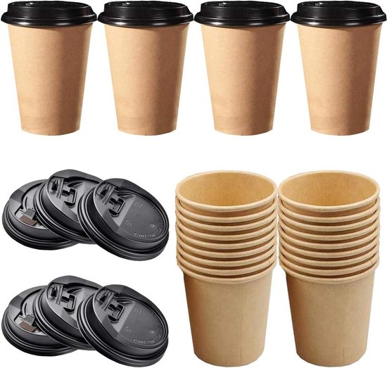 Espressobekers van karton - koffie to go bekers - wegwerpbeker van kraftpapier - koffie thee dranken - 50 stuks (8OZ)