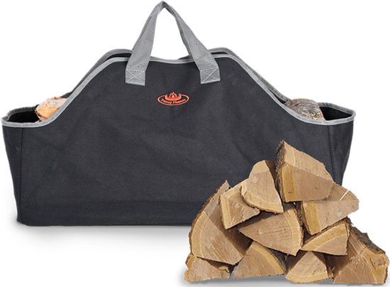 Esschert Design - Haardblokkentas zwart grijs - Haardvuur accessoires - Kunststof - Zwart van Esschert Design