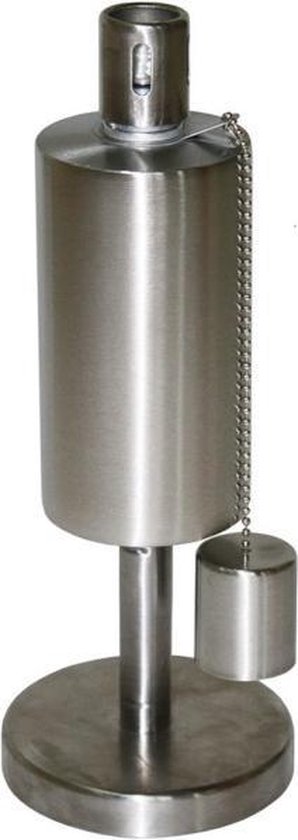 Esschert Design Olielamp roestvrij staal voor buiten - Olielampje met lont - Tuinfakkel RVS - Kleine fakkel tuin - Tuinkaars - Herbruikbaar - Tip voor duurzaam cadeau van Esschert Design