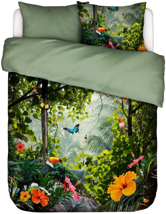 ESSENZA Gabriel Dekbedovertrek Groen - Tweepersoons – 200x200/220 cm van ESSENZA