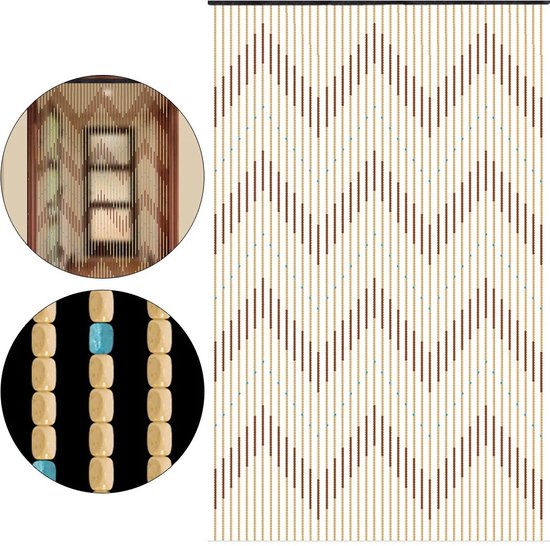 Eszenzics™ Vliegengordijn - Luxe Deurgordijn - Hout en Bamboe Kralen - Ibiza look - Extra lang 90x220 cm - Extra dicht 31 strengen - Kralengordijn - Bruin van Eszenzics™
