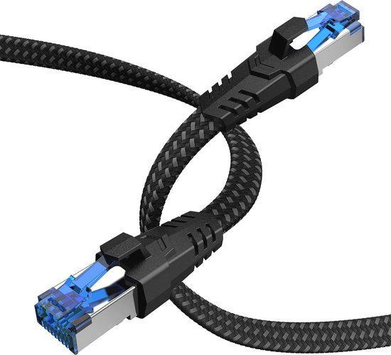 Ethernet-kabel Cat 8 - Hoge Snelheid, 40Gbps, Plat Ontwerp, RJ45, Geschikt voor Gaming, PC, Modem van Jadaxx