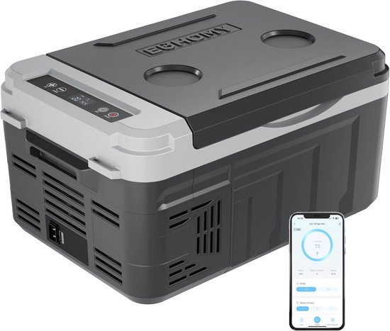 EUHOMY Portable Cooler Box for Compressor 10L (-20°C~20°C), DC 12/24V AC 230V Portable Compressor with App Control, 15 Minutes Fast Cooling, ECO/MAX Modes