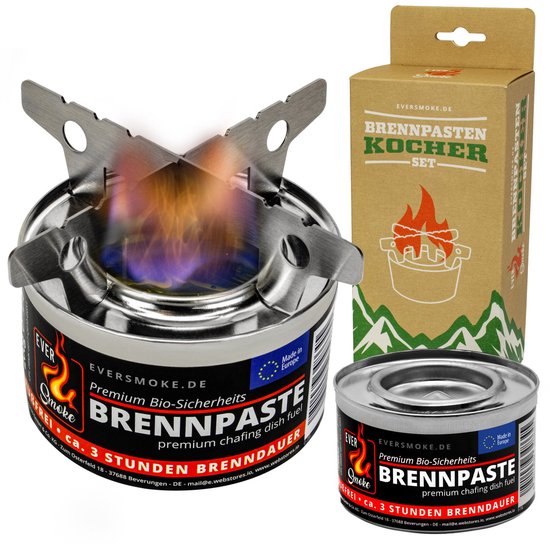 Eurocatch Brandpasta Outdoorset - 2x 200g Brandgel - RVS Kruisstandaard - Roetloos & Geurloos - Ca. 3 Uur Brandduur - Noodkookset van Eurocatch