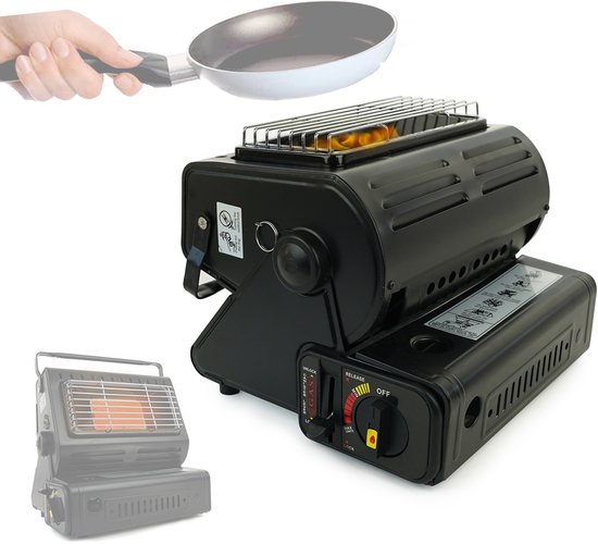 Eurocatch Combi Kooktoestel Kooktoestel en Kachel in 1 - Gaspit - Gasfornuis - Gasstel - Cooker - Terrasverwarmer - Camping gaskachel - Gas Heater - Verstelbaar - Draagbaar van Eurocatch