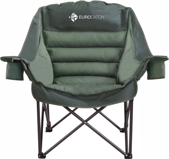 Eurocatch Comfy Club Chair XXL - Vouwstoel met 2 Bekerhouders - Kampeerstoel - Campingstoel - Dik Gevoerd - incl opbergtas van Eurocatch