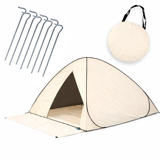 Eurocatch Festival Tent 200x130 cm – Pop-up Werptent, Waterproof 210D Oxford Nylon, Verduisterend, Inclusief Haringen en Opbergtas – Opgezet in 5 Seconden van Merkloos
