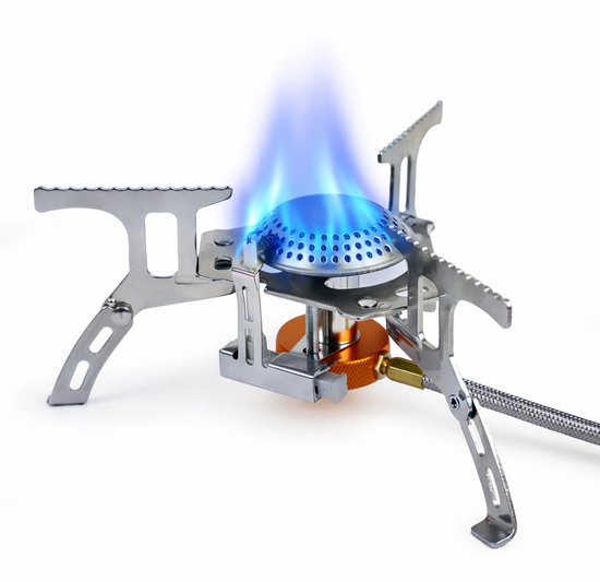 Eurocatch Foldable Gas Burner 2200W Incl Connector - Opvouwbare Camping Gasbrander met Draagkoffer van Merkloos