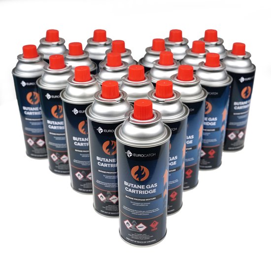 Eurocatch Gas Cartridge - Butaangas - Gasflessen - Gasbussen - Butaan Gasbussen - Navulling - 227g - 20 Stuks van Eurocatch
